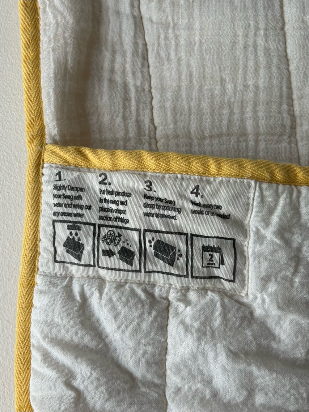 The Swag Large Reusable Produce 100% Cotton Storage Bag Yellow Cream - Picture 7 of 12